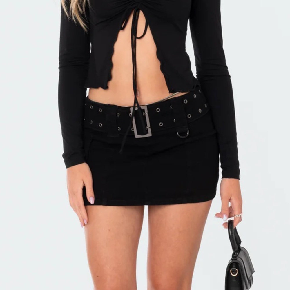 Edikted Belted Mini Skirt Black